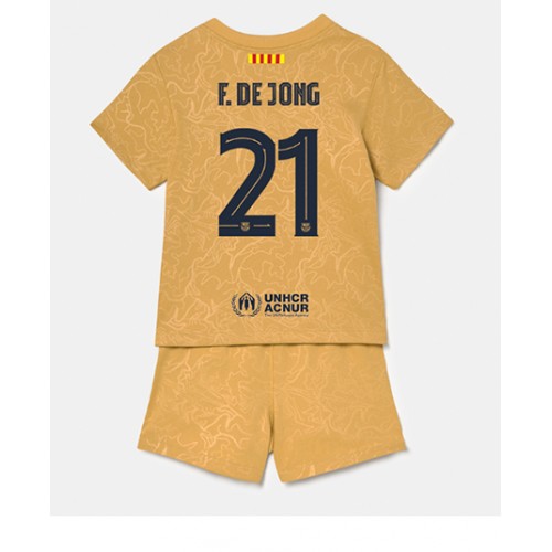 Dres Barcelona Frenkie de Jong #21 Gostujuci za djecu 2022-23 Kratak Rukav (+ kratke hlače)